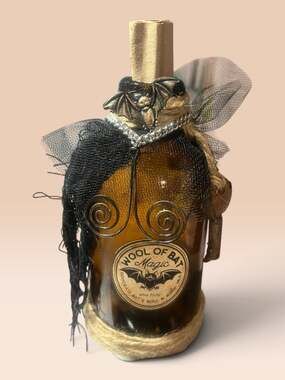 Wool of Bat Magic Potion Bottle with Jute Trim Gothic Glam Decor